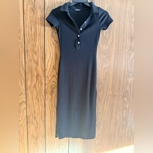Elegant Black Ribbed Dress